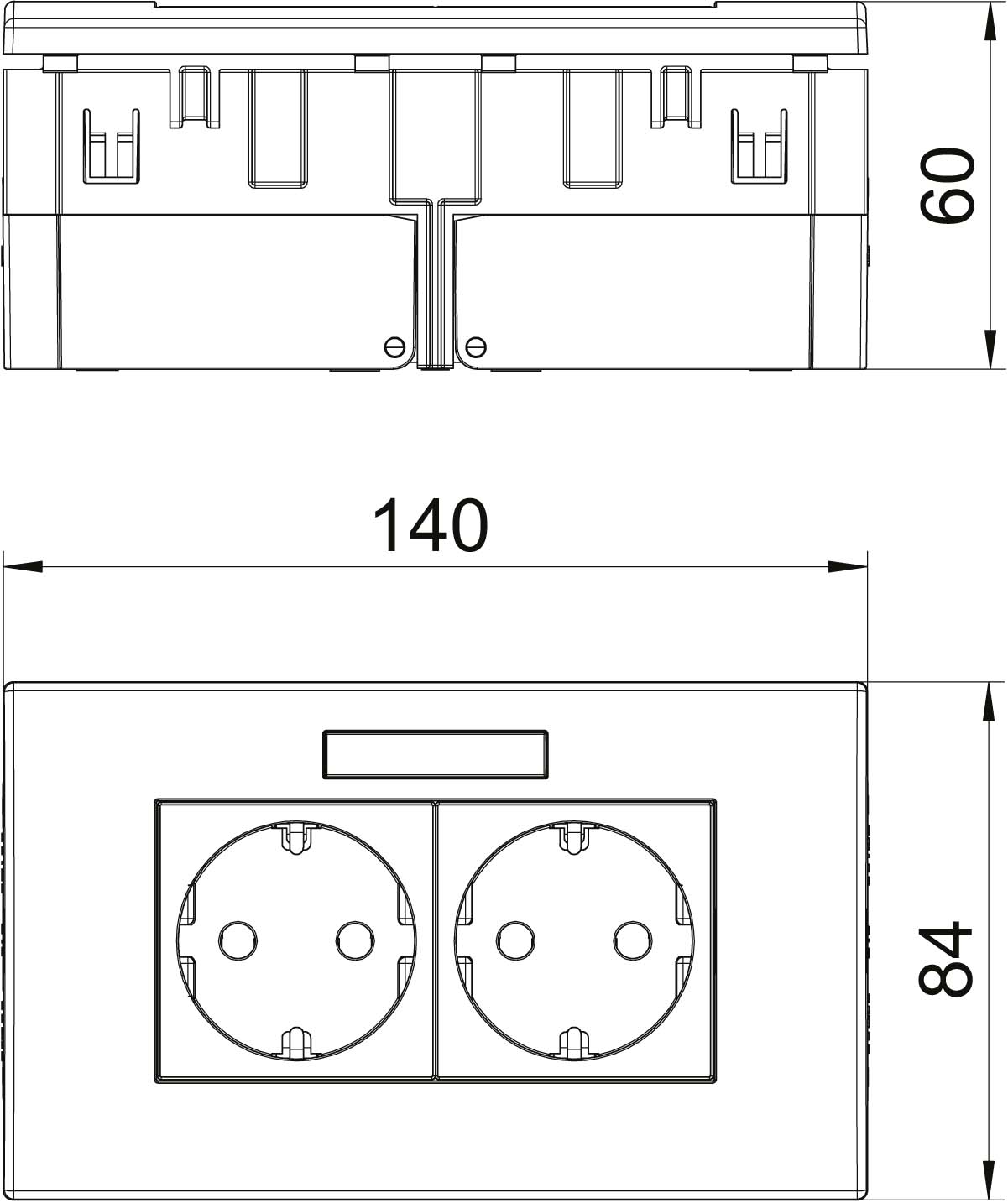 OBO Bettermann Vertr Steckdoseneinheit 2fach 84x140x59 rws SDE-RW D0RW2B