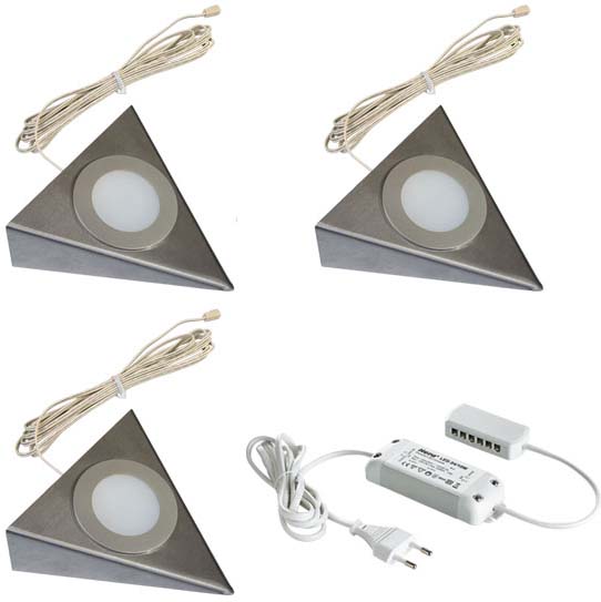 Hera 3er-Set LED-UB-Leuchte 2-LEDww eds+Trafo15W 61055931102 EEK G (Spektrum A bis G )