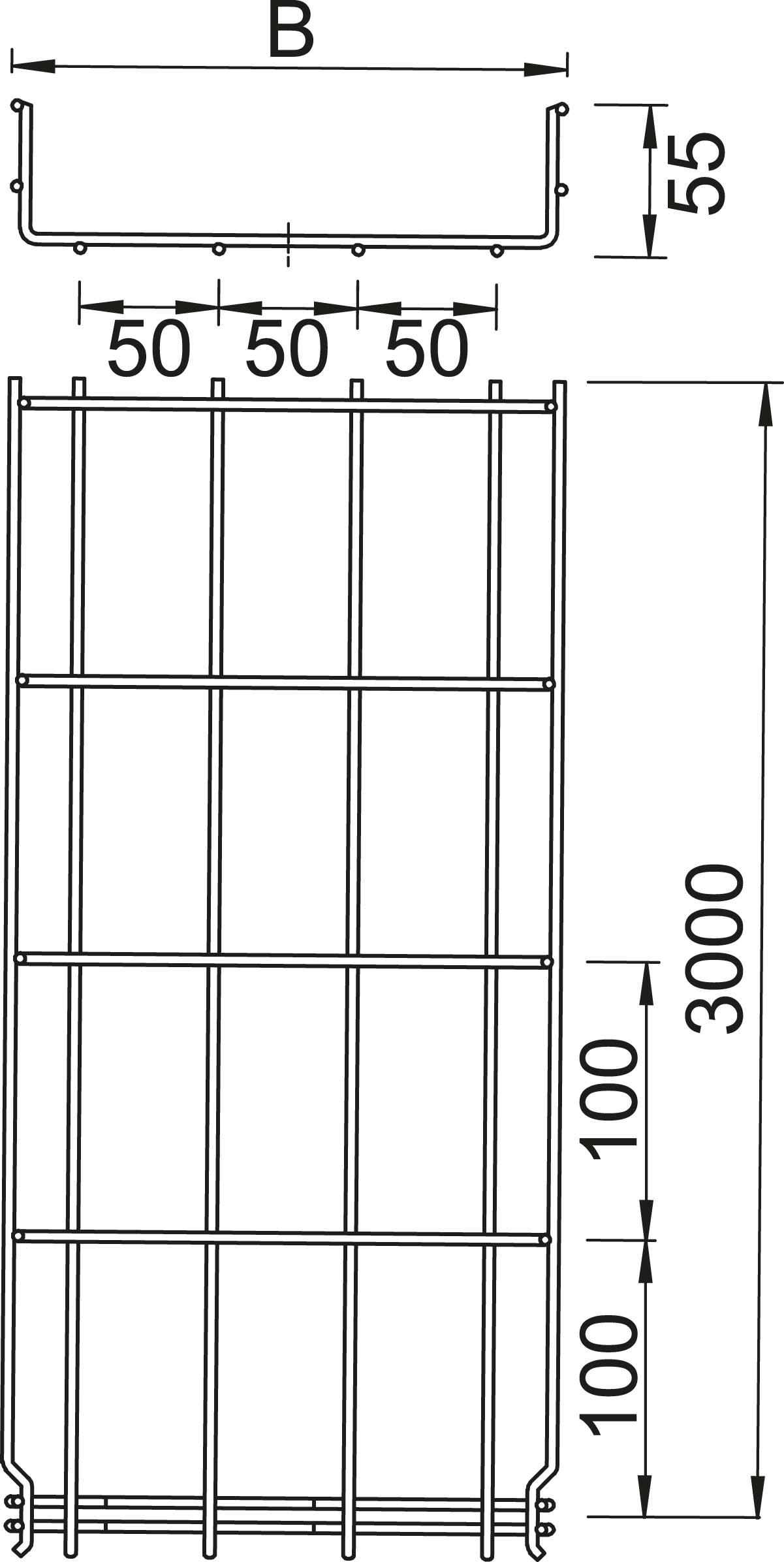 3 M OBO Bettermann Vertr Gitterkabelrinne 55x600x3000mm GRM 55 600 G