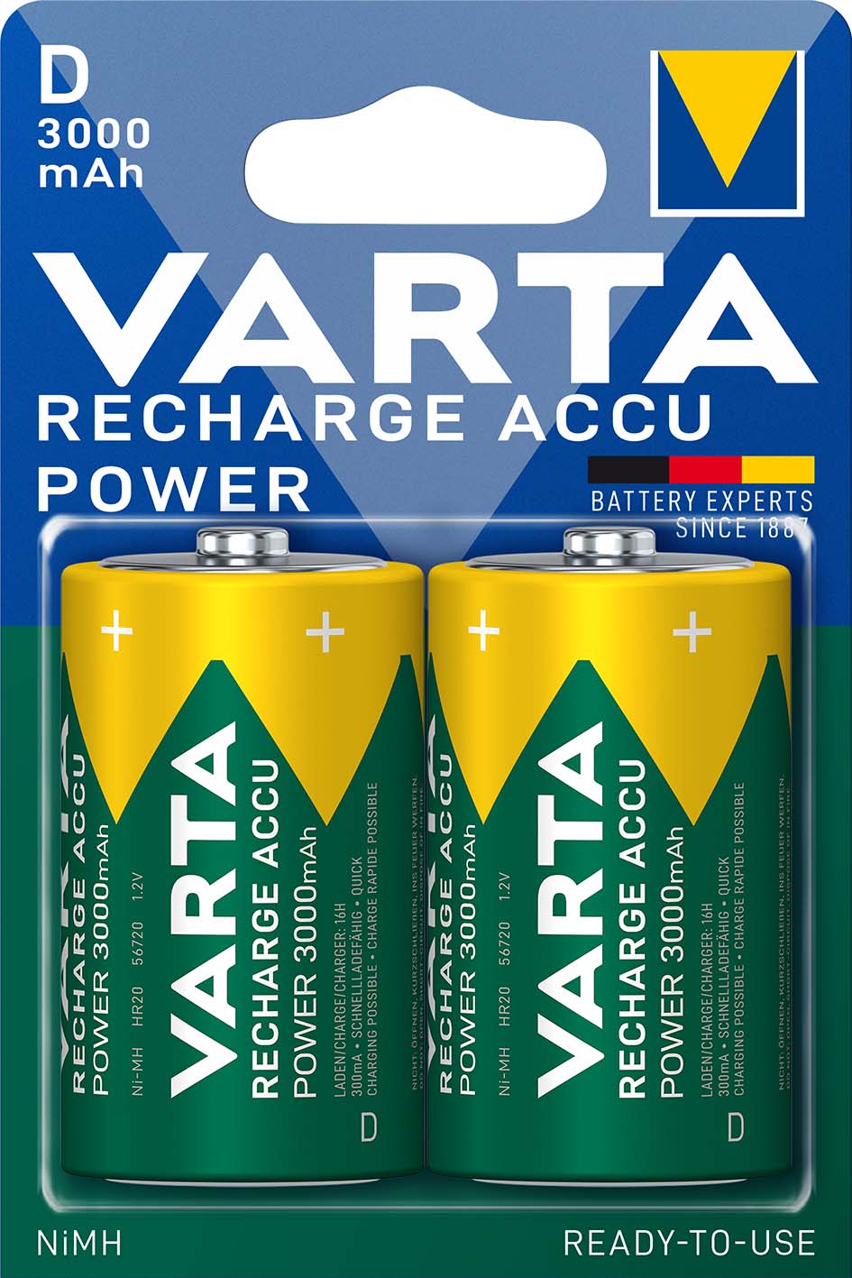 Varta Cons.Varta Recharge Accu Power D 1,2V/3000mAh/NiMH 56720 Bli.2