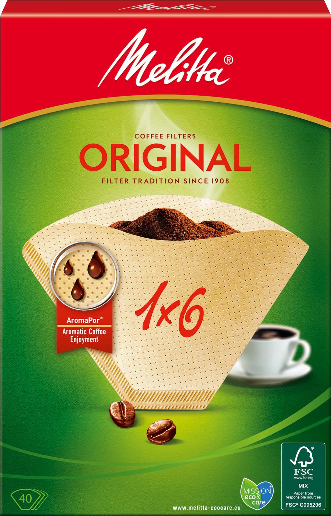 8 PACK Melitta SDA Filtertüten 1x6/40 naturbr(VE40)
