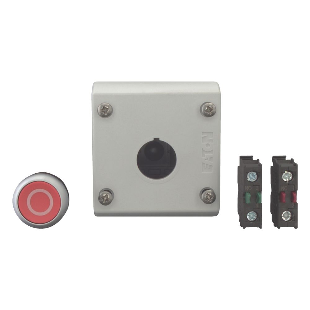 Eaton (Moeller) Drucktaster 1S1Ö,flach,rot,Aufb. M22-D-R-X0/KC11/I Eaton (Moeller) Drucktaster 1S1Ö,flach,rot,Aufb. M22-D-R-X0/KC11/I