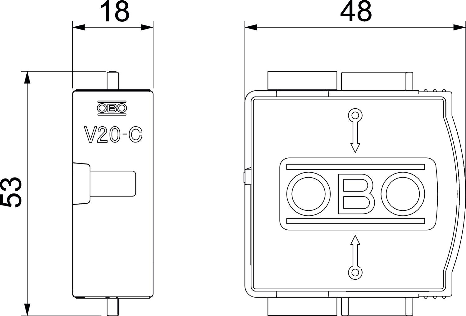 OBO Bettermann Vertr Oberteil f.Übersp.ableiter Modul 220V V20-C 0-280