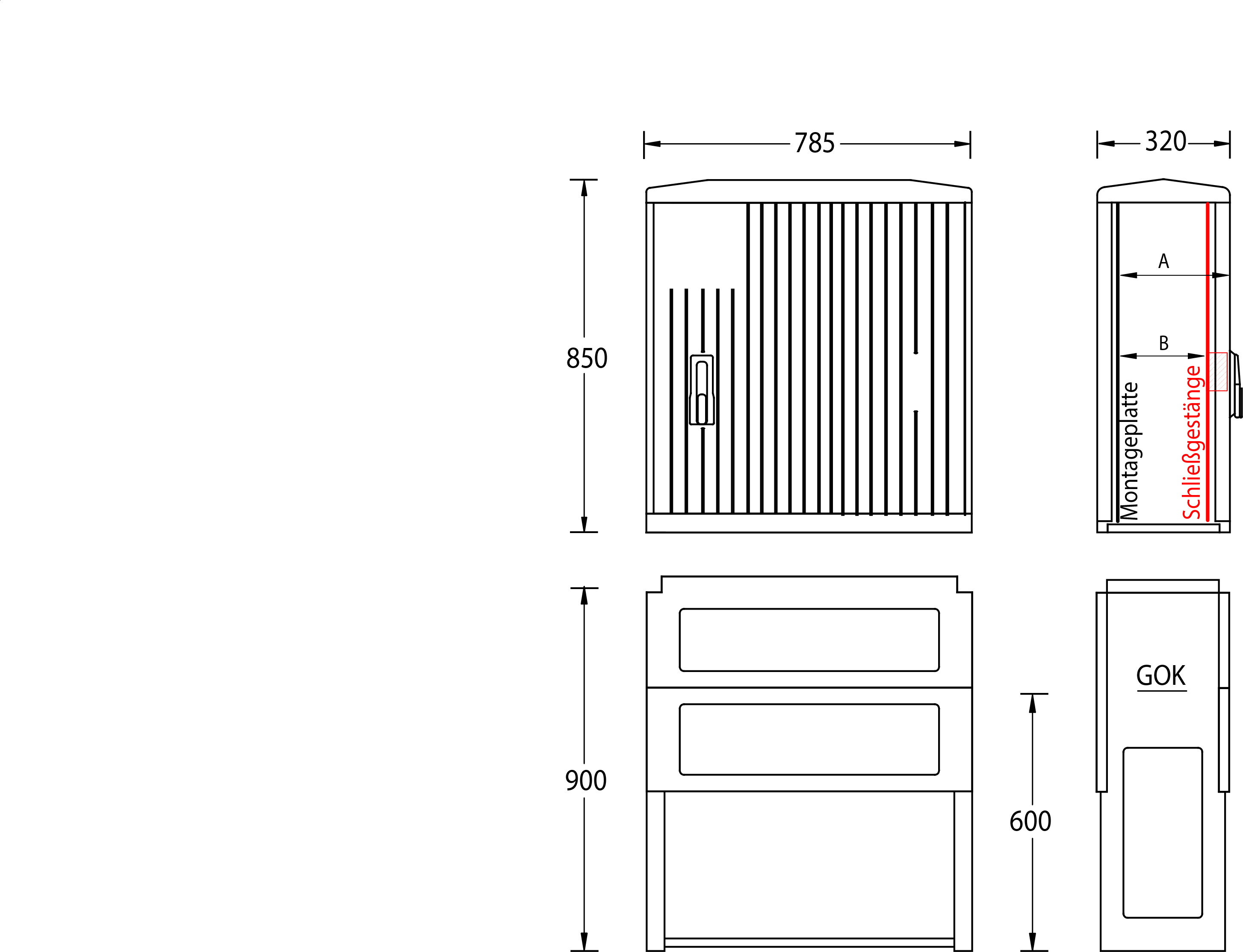 uesa Normschrank IP44 850x785x320mm A100-M-850