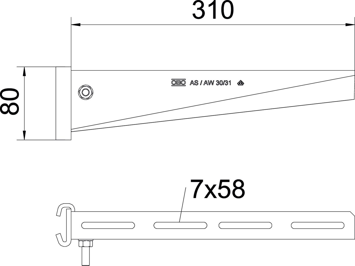 OBO Bettermann Vertr Stielausleger für IS 8-Stiel AS 30 31 FT