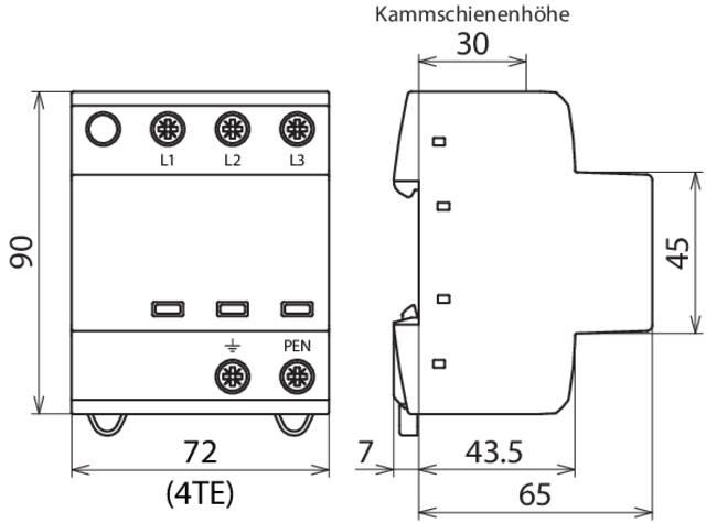 DEHN Kombi-Ableiter TN-C-Systeme DSH TNC 255