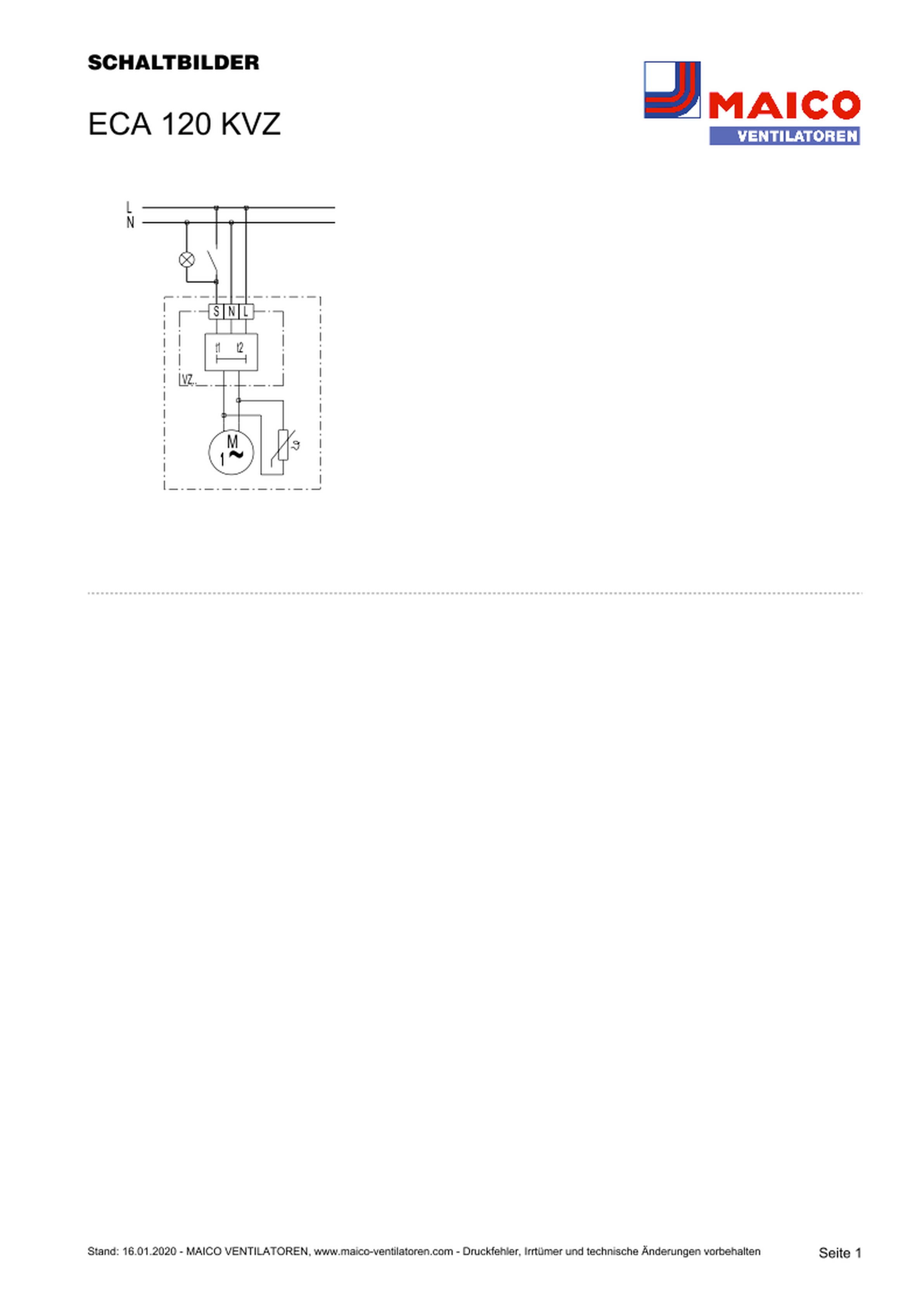 Maico Ventilator,Verzög.Schalter 19W,180cbm/h,IP34 ECA 120 KVZ