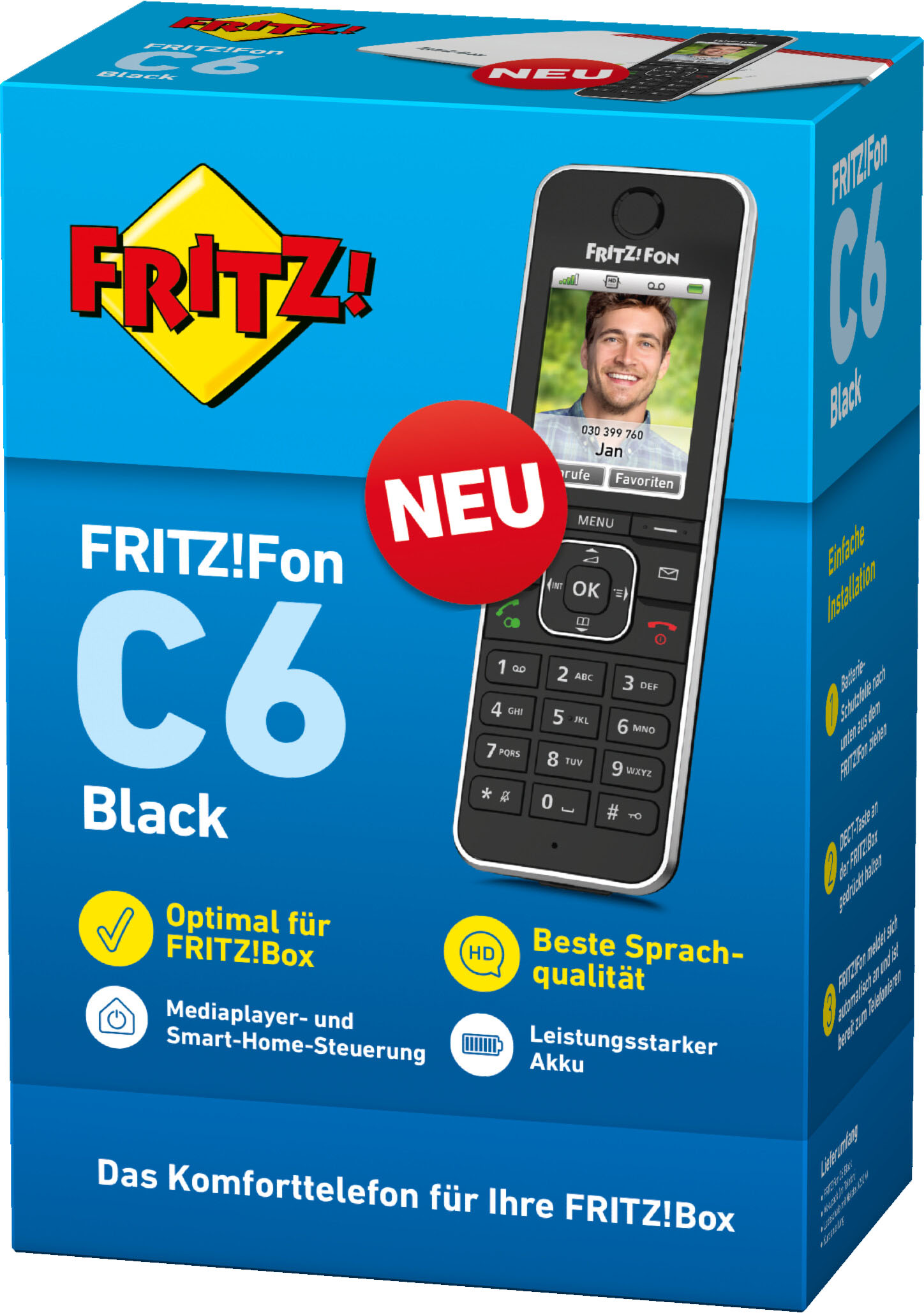 AVM Computersysteme DECT Telefon schnurlos FRITZ!Fon C6 Black