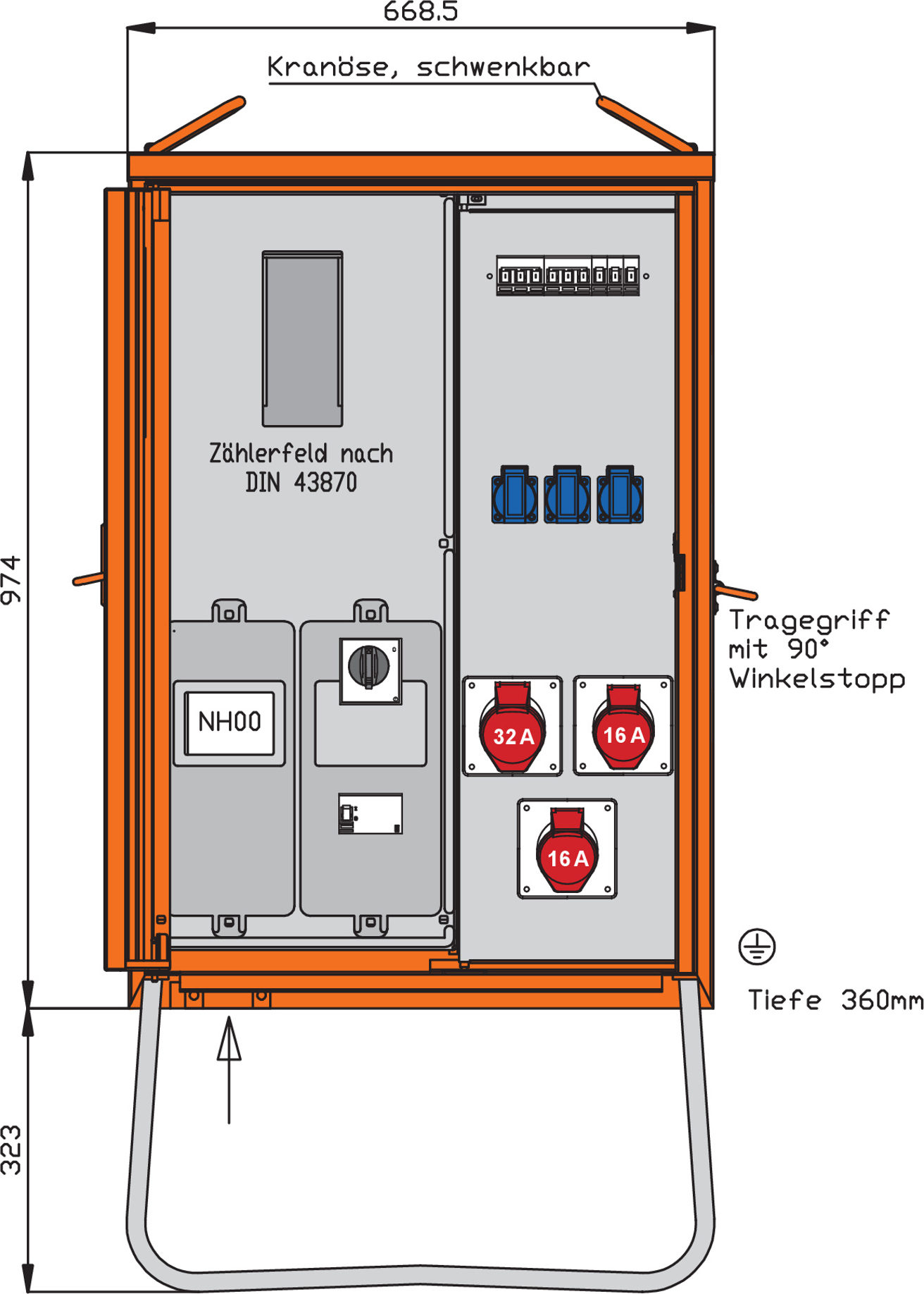 Walther Werke Anschlussverteilerschrank 22kVA m.Zählerplatz WAV0100R1
