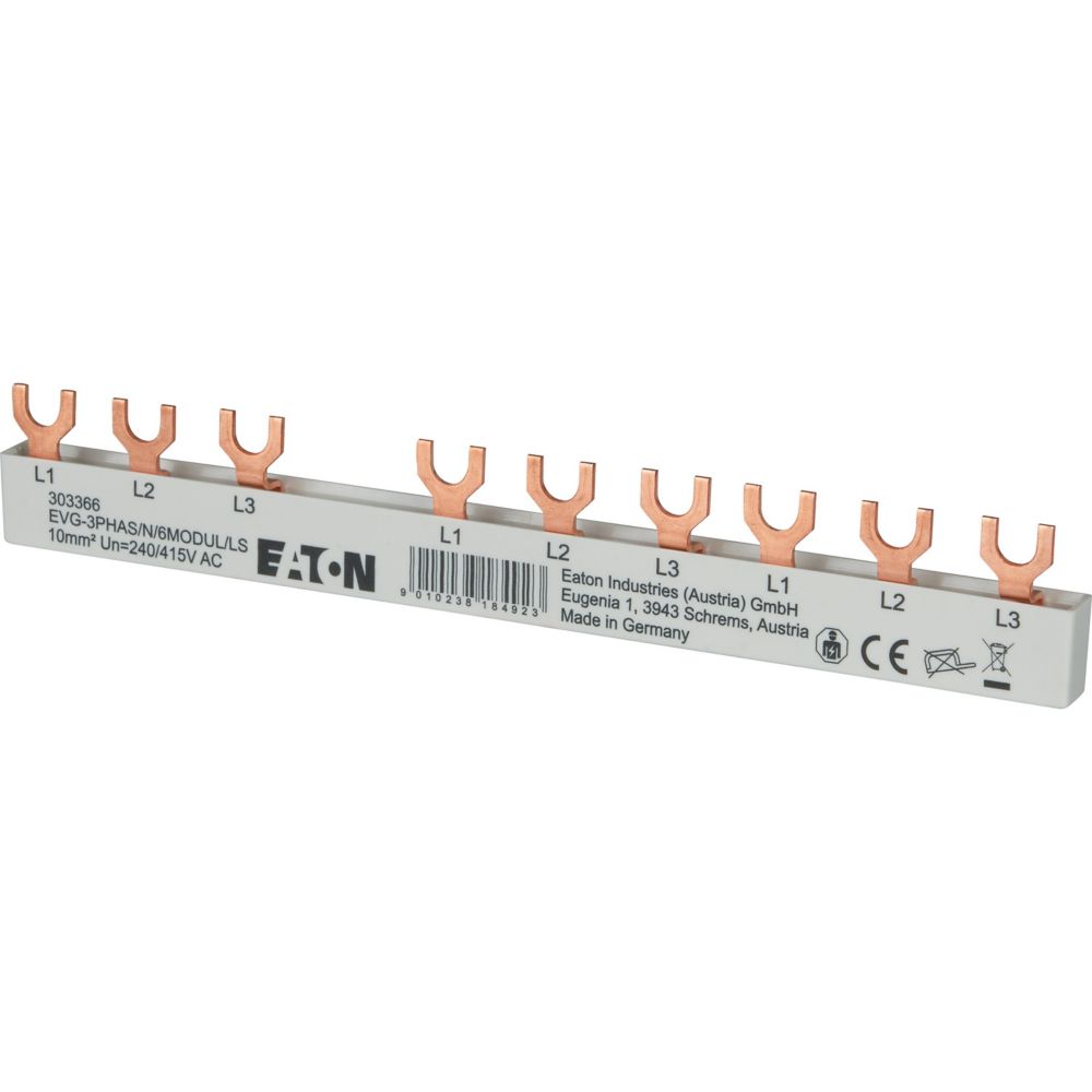 Eaton (Installation) Phasenschiene 3Ph,10qmm,Gabel,6TE EVG3PHAS/N/6MODUL/LS