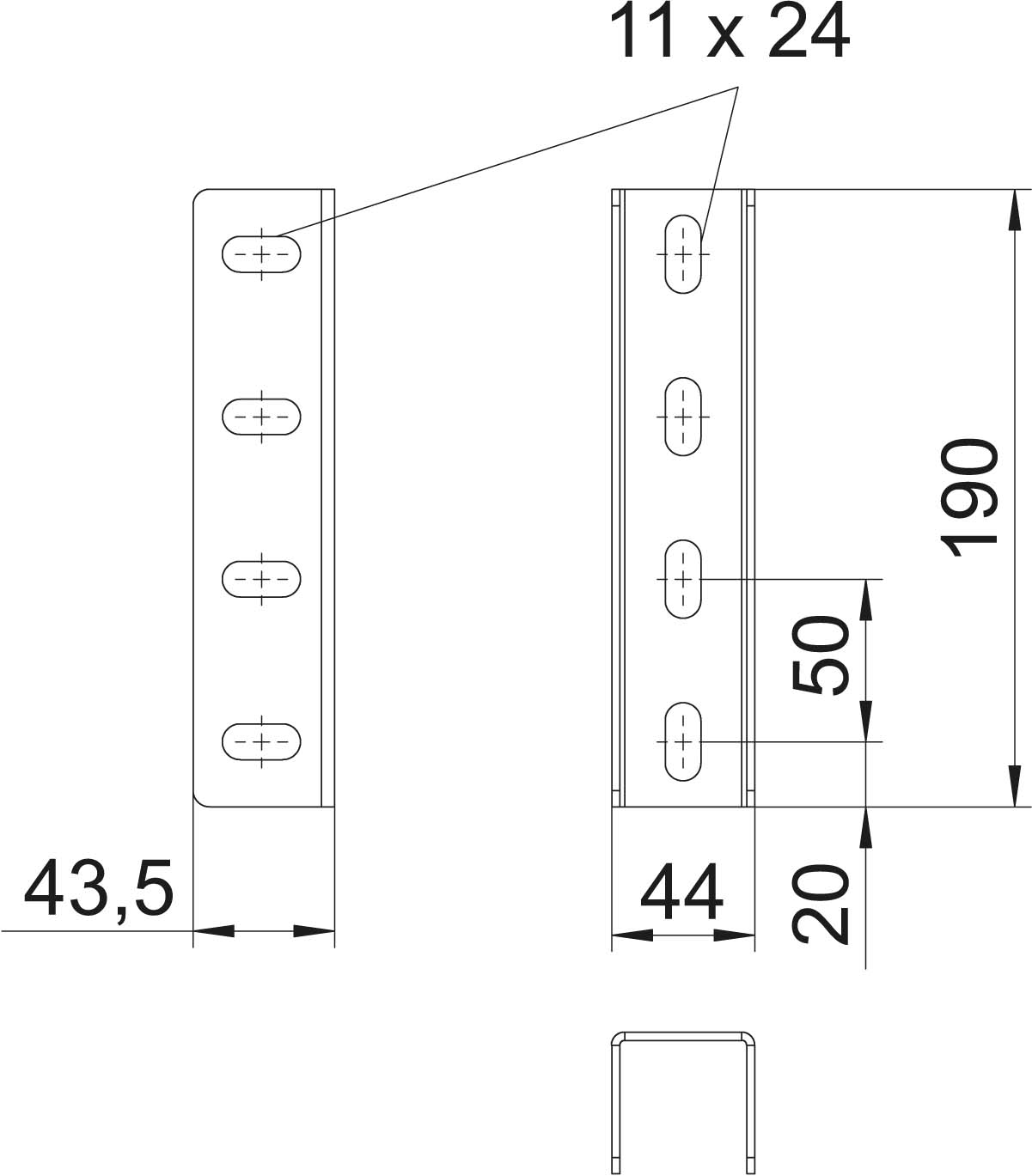 OBO Bettermann Vertr U-Stiel-Verbinder 200x44mm VUS 5 FT