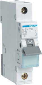 Hager Leitungsschutzschalter 1pol. B-16A, 6kA MBN116