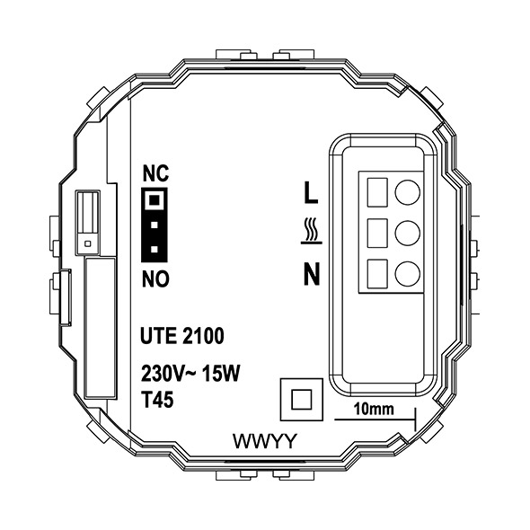 Eberle Controls UP-Raumregler 5-30C AC230V Ausgang Triac UTE 2100-RAL9010-G55