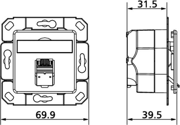 Metz Connect Anschlussdose C6A UP0 1xRJ45,UP0 TN EDATC6A-1UP0