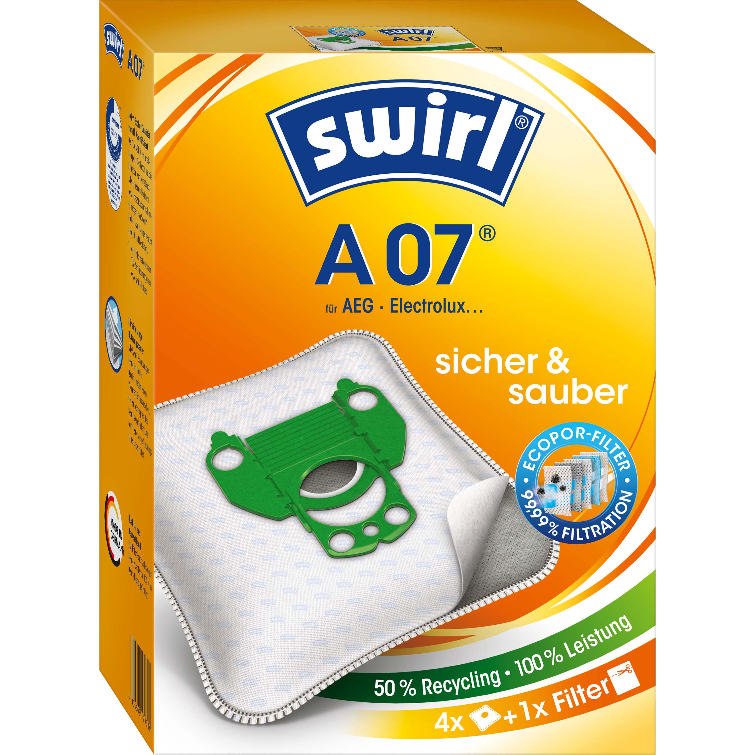 Melitta SDA Staubbeutel für AEG A 07 EcoPor VE4