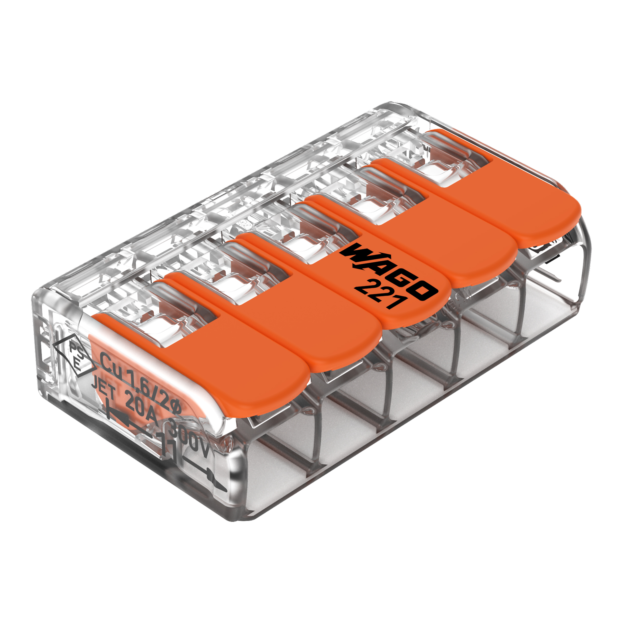25 STK WAGO GmbH & Co. KG Compact-Verbindungsklemme 5-Leiter bis 4qmm 221-415