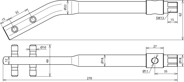 DEHN Richteisen gekröpft St/brüniert REGK810SW13STBRUE