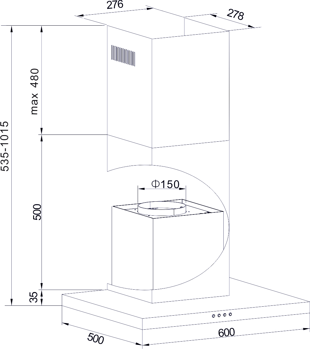 Amica Kaminhaube T-Line, 60 cm,eds KH 17801-1 E