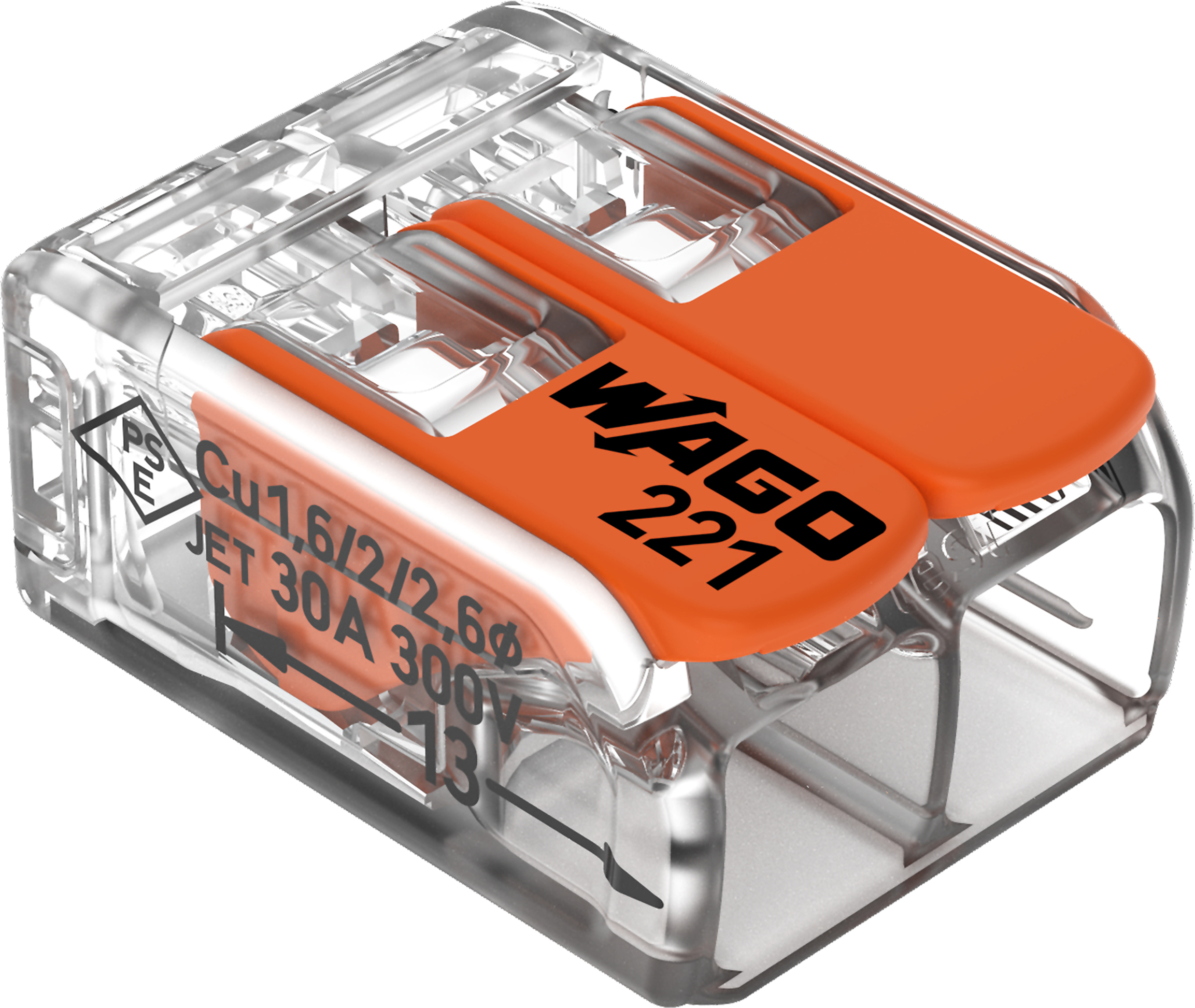 50 STK WAGO GmbH & Co. KG Compact-Verbindungsklemme 2-Leiter bis 6qmm 221-612