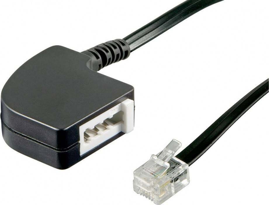 Wentronic TAE Adapter F-RJ11/RJ14 0,2m,sw,Bu/St 68584