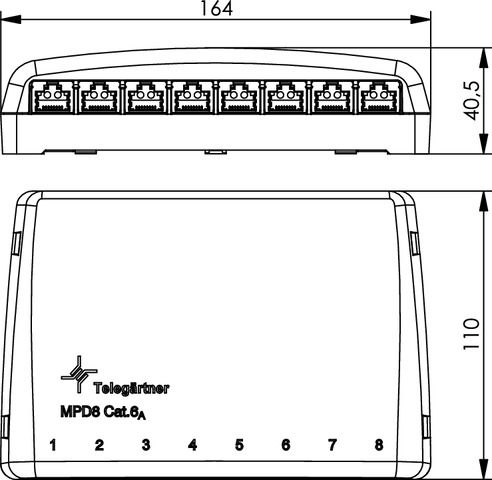 Telegärtner Mini-Verteiler Cat6 MPD8-HS apws TH35 100006984