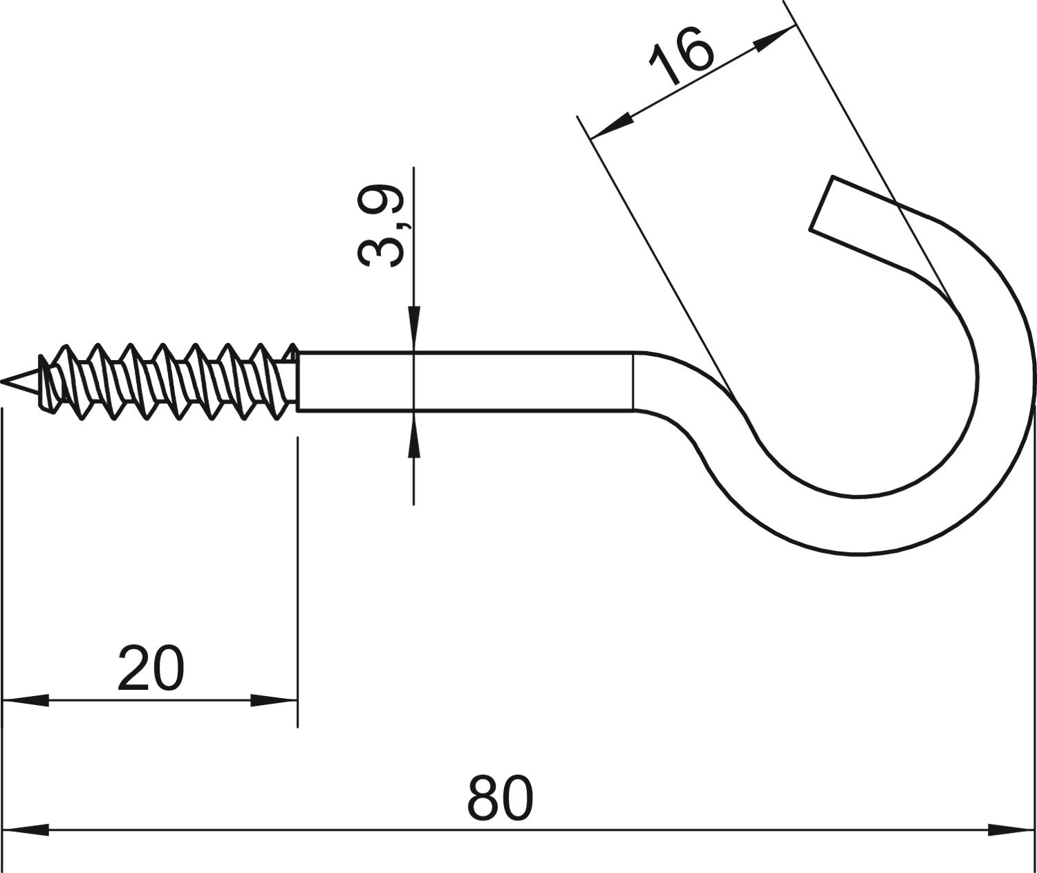 OBO Bettermann Vertr Deckenhaken 3.9x80mm 915 3.9x80 G