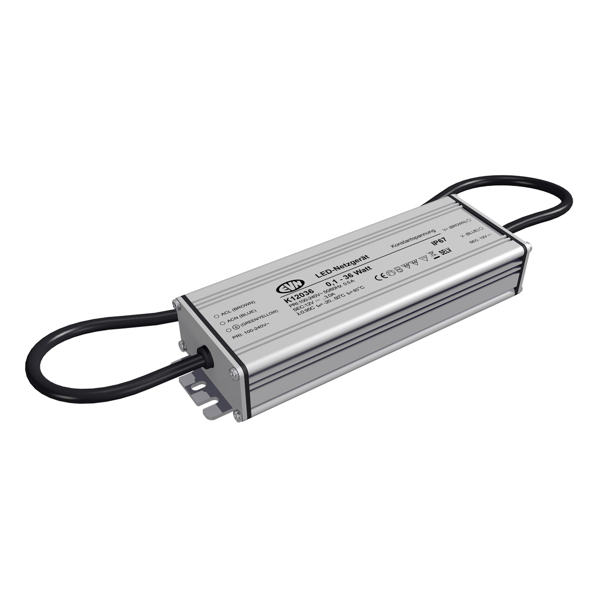 EVN Lichttechnik LED-Netzgerät 12VDC 0-36W IP67 K 12036